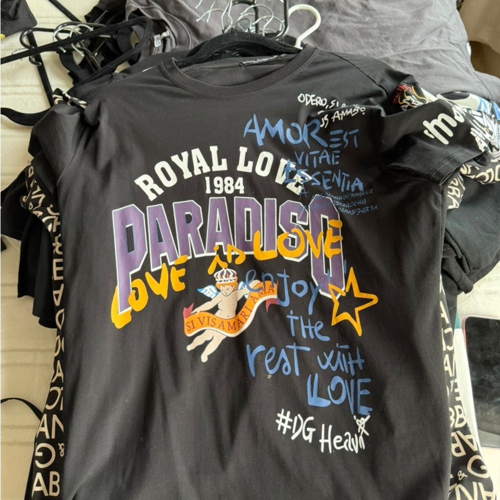Dolce & Gabbana Black 'Paradiso' Graphic Kids Tee